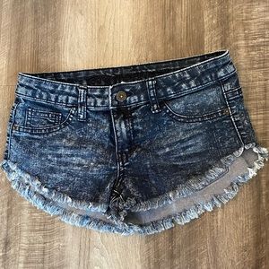 Blue Asphalt Acid Wash Denim Shorts